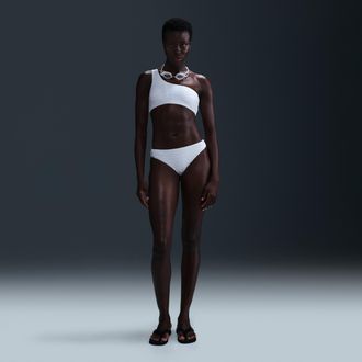 Nike Womens Swim Swoosh Link Terry Hipster Bikini Bottom in White | NESSF256-100