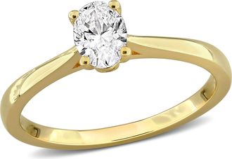 Mimi & Max 1/2ct TW Oval-Cut Lab-Grown Diamond Solitaire Engagement Ring with Accents Sterling Silver