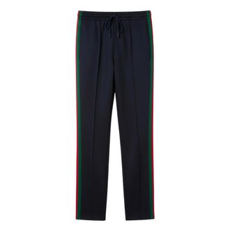 Gucci Technische Jersey Sportkleding Broek met Web - Heren - Sweatpants - Blauw - L - Broeken