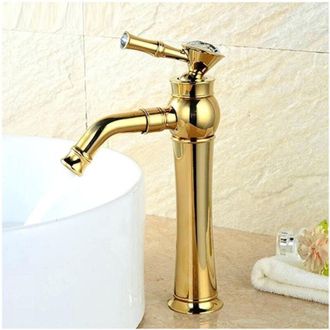 Trade Shop Trade Shop Traesio - Cleafe - Miscelatore Rubinetto Monocomando Lavabo Lavandino Bagno Alto Gemme Dorato