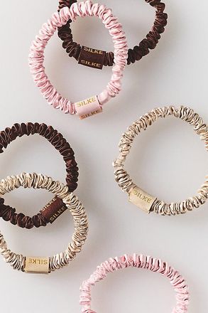 Silke London Mocha Blush Silk Hair Ties, Set of 6