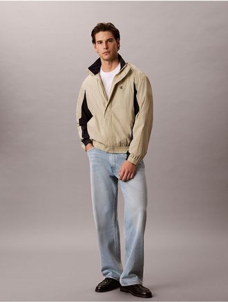 Calvin Klein Jeans Calvin Klein Mens Lightweight Nylon Colorblock Windbreaker Jacket - Green - 2XL