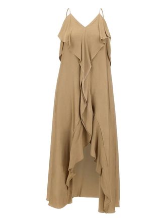 Kaos ruffle-detail V-neck dress - Neutrals
