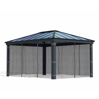 Palram Net Curtain Set for Dallas 12 x 16 Gazebo, W440cm(Gazebo Not Included) in Grey