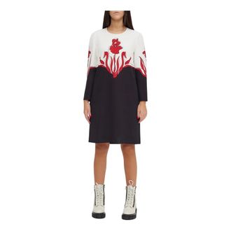 Moschino Jurk met Bloemendetail - Dames - Casual kleedjes - Veelkleurig - L - Leer - Kleedjes