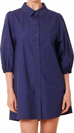 Dolce Cabo Womens Poplin Exaggerated Sleeve Dress In Navy