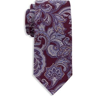 Haggar Big & Tall Petunia Paisley Tie in Burgundy at Nordstrom, Size X-Large