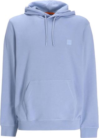 BOSS logo-patch cotton hoodie - Blue