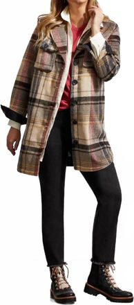 Tribal Notch Collar Shacket In Teakwood