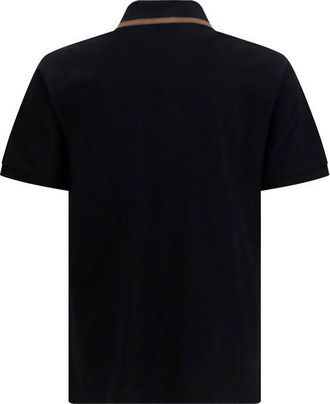 Gucci Mens Black Cotton Polo Shirt