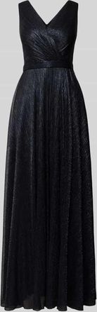 Troyden Collection Schimmerndes Abendkleid mit V-Ausschnitt in Marine, Gr&ouml;&szlig;e 32