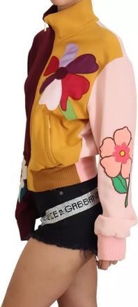 Dolce & Gabbana Multicolor Floral Viscose Full Zip Womens Sweater (Pre-Owned)