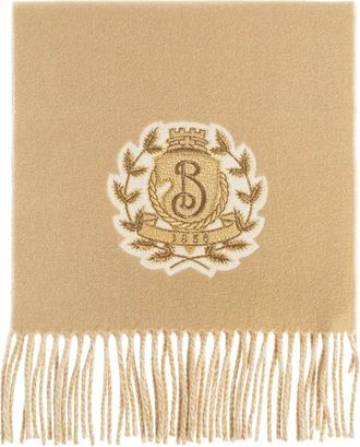 Burberry Sjaal met franje en logo - Beige