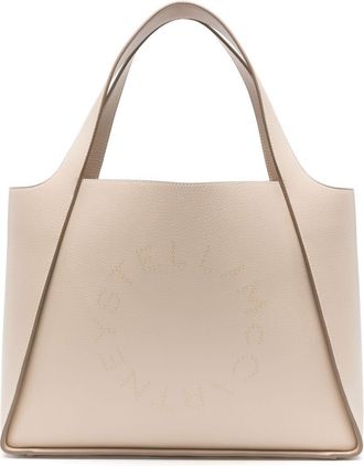 Stella McCartney logo-studded faux-leather tote bag - women - Polyurethane - One Size - Neutrals