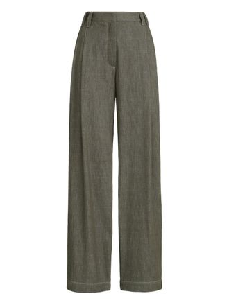 Brunello Cucinelli Pantaloni effetto denim con pieghe - Verde