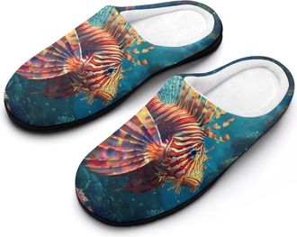 Generic Lionfish Tropical Fish Mens Slippers Comfortable And Non-slip Cotton Slipper Shoe for House