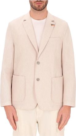 Distretto12 Single-Breasted Jacket - Heren - Blazers - Beige - L - Katoen - Jassen