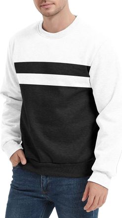 Generic Mens Colorblock Long Sleeve Round Neck Shirt Thermal Pullover Sweatshirt (UK, Alpha, M, Regular, Regular, 13)