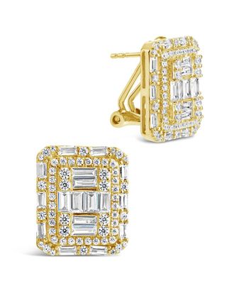 Sterling Forever 14K Plated CZ Jana Square Studs