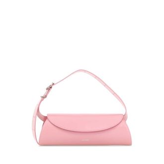 Jil Sander Pink Leather Small Cannolo Crossbody Bag