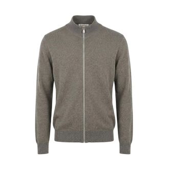 Brunello Cucinelli Cashmere Cardigan met Hoge Hals en Rits - Heren - Truien - Grijs - Maat: 2XL Kasjmier