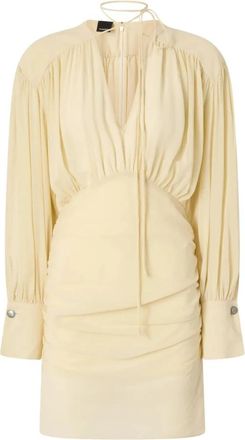 Pinko Apricena Jurk - Dames - Korte kleedjes - Geel - S - Katoen - Kleedjes
