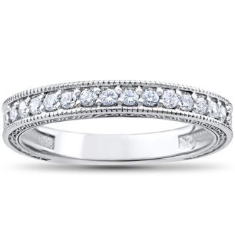Pompeii3 1/2ct Vintage Diamond Wedding Ring 14K White Gold Size Selectable