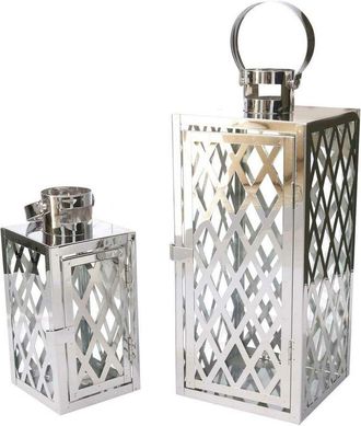 Vacchetti Farol Cuadrado Metal Plateado 1-2 Cm14x14h33