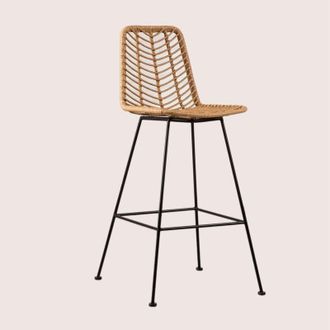 Sklum Pack De 4 Taburetes Altos De Jard&iacute;n En Rat&aacute;n Sint&eacute;tico Gouda Natural Sklum