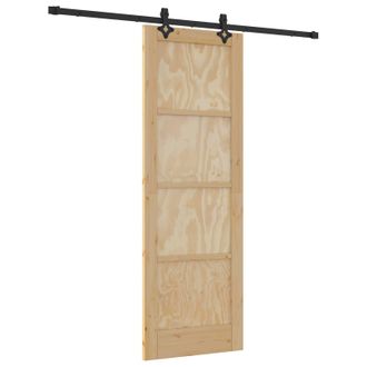 vidaXL Puerta Corredera Natural Y Negro 73,5 X 211 Cm Vidaxl