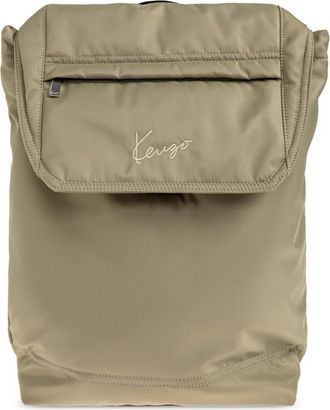 Kenzo Signature Backpack - Heren - Rugzakken - Groen - ONE Size - Nylon - Tassen