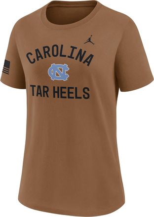 Nike Jordan Womens North Carolina 2026 Military Appreciation Jordan Brand Dri-FIT College T-Shirt in Brown | 0JKQ2EANCN-WYJ
