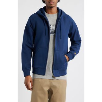 Carhartt Work in Progress Chase Cotton Blend Zip-Up Hoodie in Jupiter /Gold at Nordstrom, Size X-Large