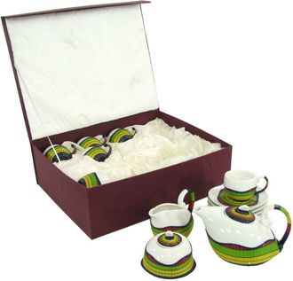 Vacchetti Tazas De T&eacute; Con Tetera Y Lechera Multicolor 9 Piezas
