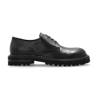Giorgio Armani Leren schoenen - Heren - Veterschoenen - Zwart - 43 EU - Leer - Schoenen
