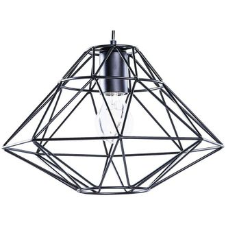 Beliani Lampadario in Metallo Nero Paralume a Gabbia Geometrica a 1 Luce Guam
