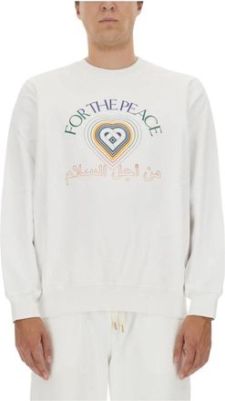 Casablanca Logo Sweatshirt - Heren - Sweatshirts - Wit - XL - Katoen - Hoodies & sweatvesten