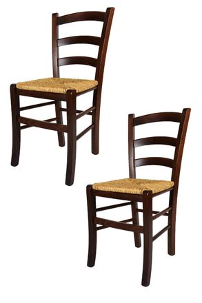 Tommychairs Tommychairs 2 Sillas Venezia En Haya Nuez Y Asiento De Paja