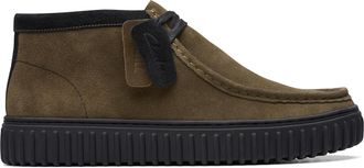 Clarks Mens Torhill Hi Oxford Boot, Dark Olive Suede, 12