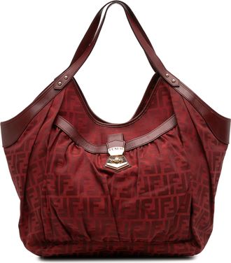 Fendi Pre-owned Womens Ff Logo Burgundy Shoulder Bag - Dark Red Textile - One Size
