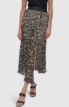DKNY Print Asymmetric Midi Skirt in Spring Animal Green at Nordstrom Rack, Size Large
