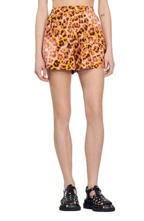 Sandro Orson Leopard Print Shorts in Orange /Noir at Nordstrom Rack, Size 8 Us / 40 Eu