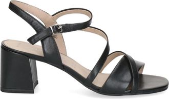 Caprice Sandalen - Dames - Sandalen met hakken - Zwart - 40 EU - Leer - Schoenen