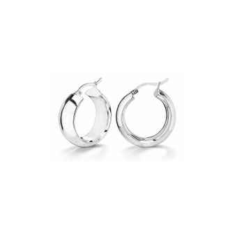 Gold & Honey Womens Small Hoop Earrings In Silver