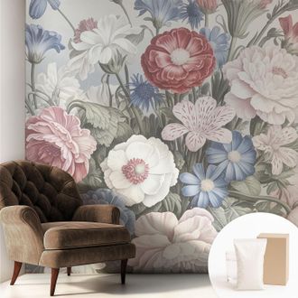 Tulup Carta Da Parati In Vlies Decorativa Per Pareti - Con Motivi Moderni - Con Colori Intensi - Per Ufficio Bouquet Colorato 250x250 Cm
