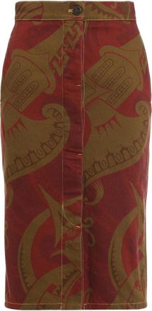 Vivienne Westwood Midi Gedrukte Katoenen Rok - Dames - Kokerrokken - Rood - W27 - Katoen - Rokken