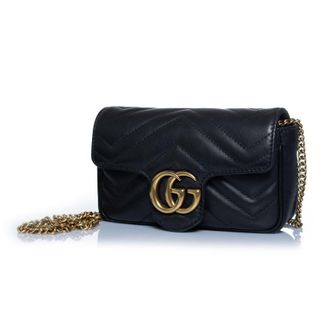 Gucci Gucci Mini Marmont tas in zwart leer
