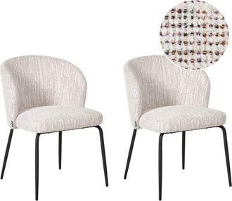 Beliani Conjunto De 2 Sillas De Comedor Tapicer&iacute;a De Tela Asiento Acolchado Patas De Hierro Multicolor Zana