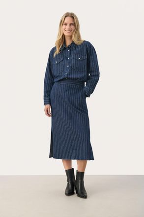 Part Two Denim rok Stripe Dark Denim dark blue