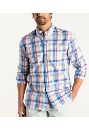 Duck Head Conolly Plaid Oxford Sport Shirt In Imperial Blue